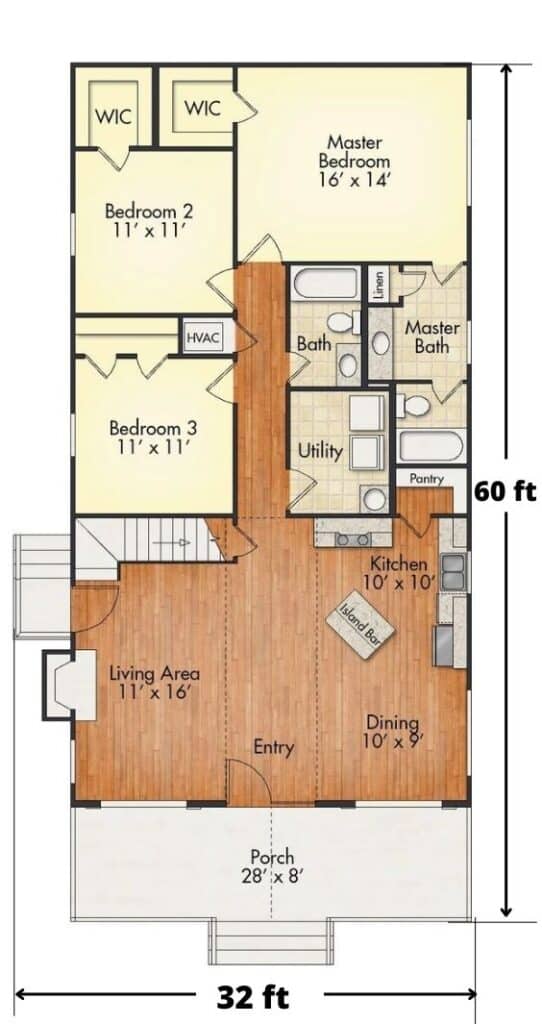 3 Bedroom House Plans | Three Bedroom House Design | 3 Bhk House Plan | 3  Bedroom House Design - Civiconcepts